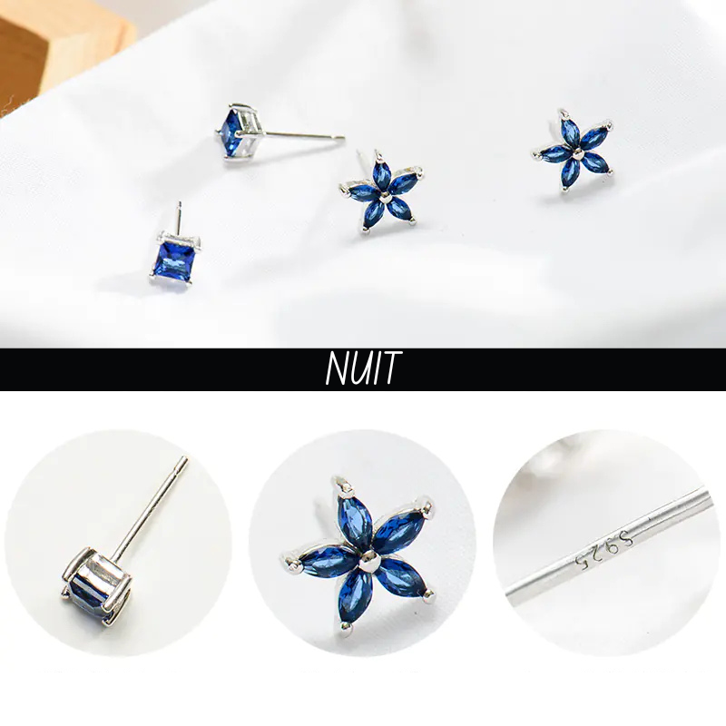 NUIT Fleur Bleu Stud Earrings
