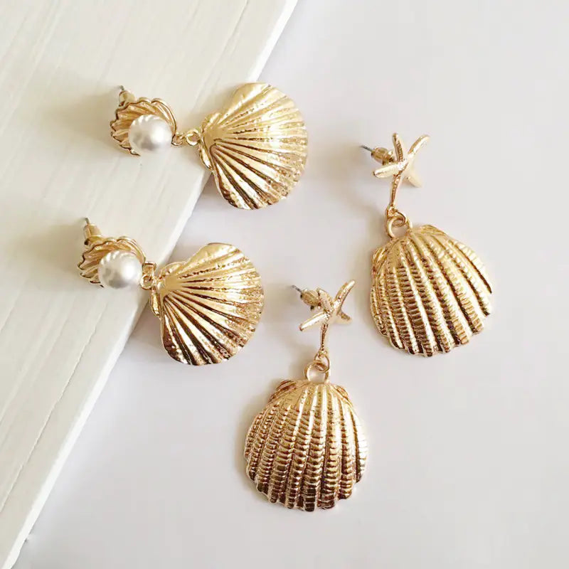 Shell and Starfish Stud Earrings