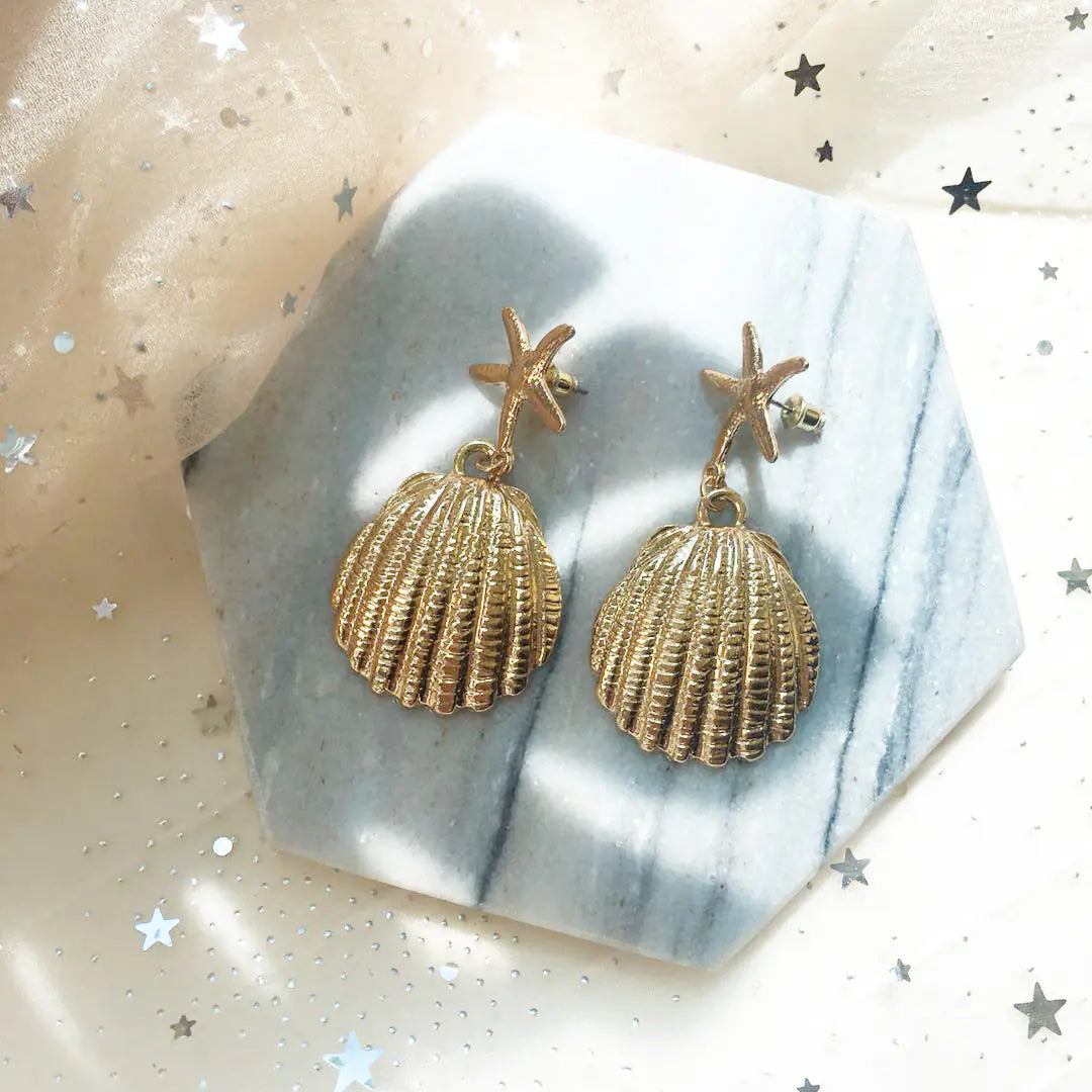 Shell and Starfish Stud Earrings